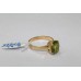 18 Kt Yellow Gold Ring with Real Green Peridot Gemstone,  Ring Size 25